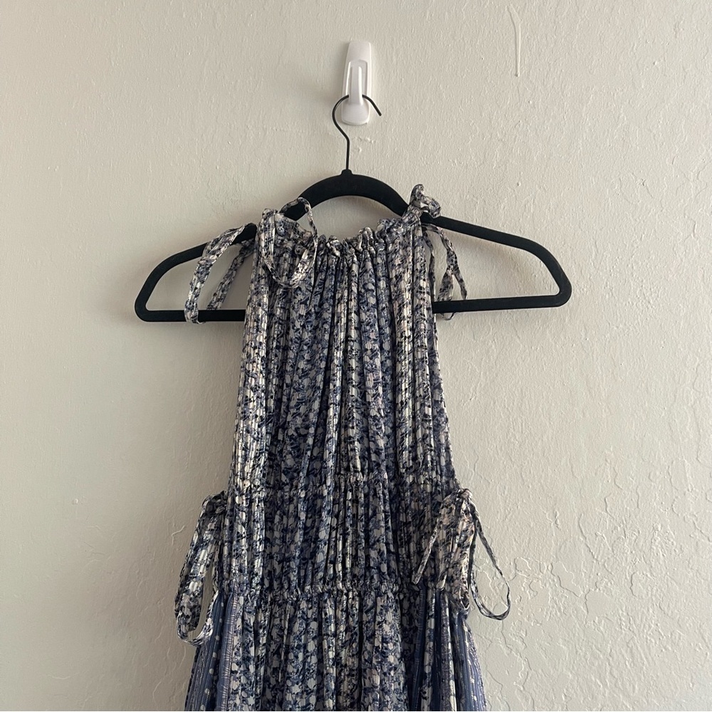 ULLA JOHNSON Augustine Floral Silk Blend Chiffon Boho Halter Maxi Dress Womens 4 - Picture 5 of 9